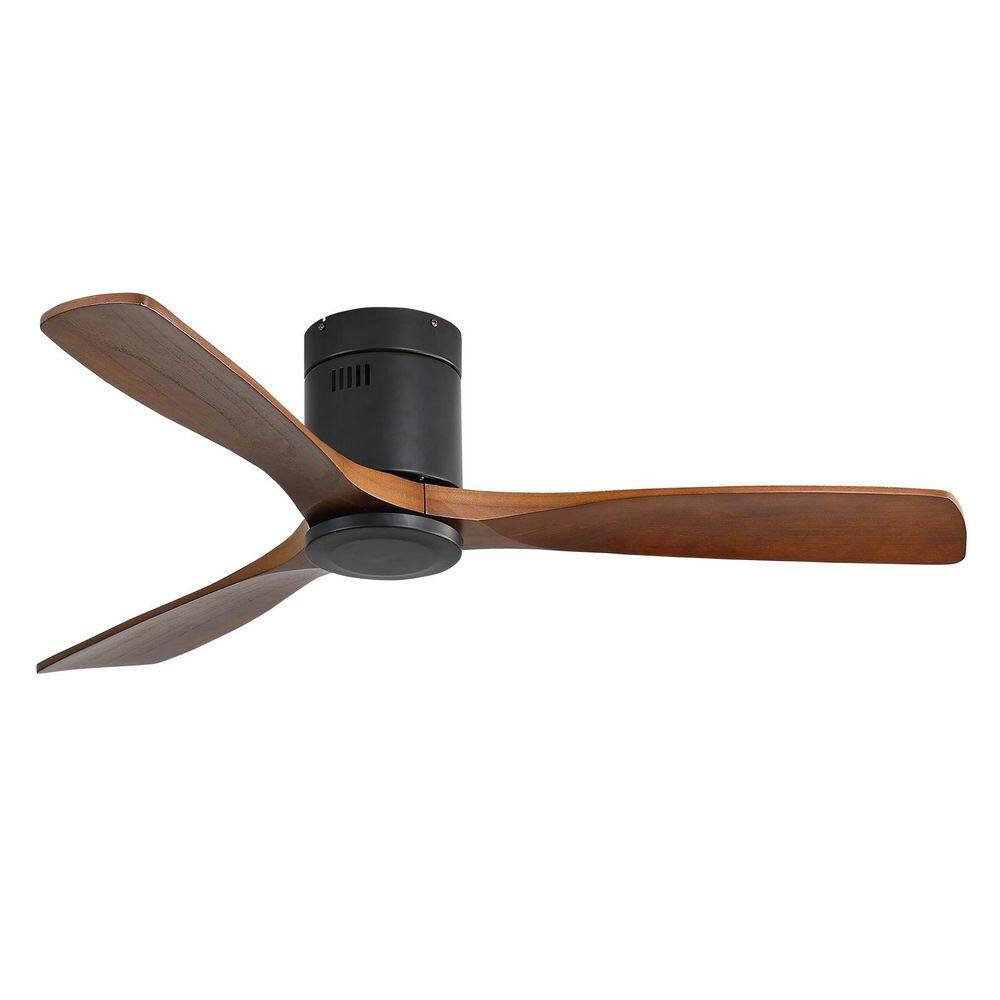 52 in. Indoor Standard Flush Mount Solid Wood Black Ceiling Fan without Light, DC Motor and Remote Control Included price history on PriceWatchPro