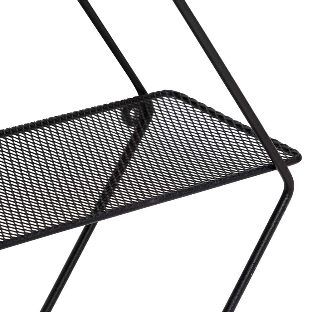 Black Geometric Steel 3-Tier Floating Wall Shelf