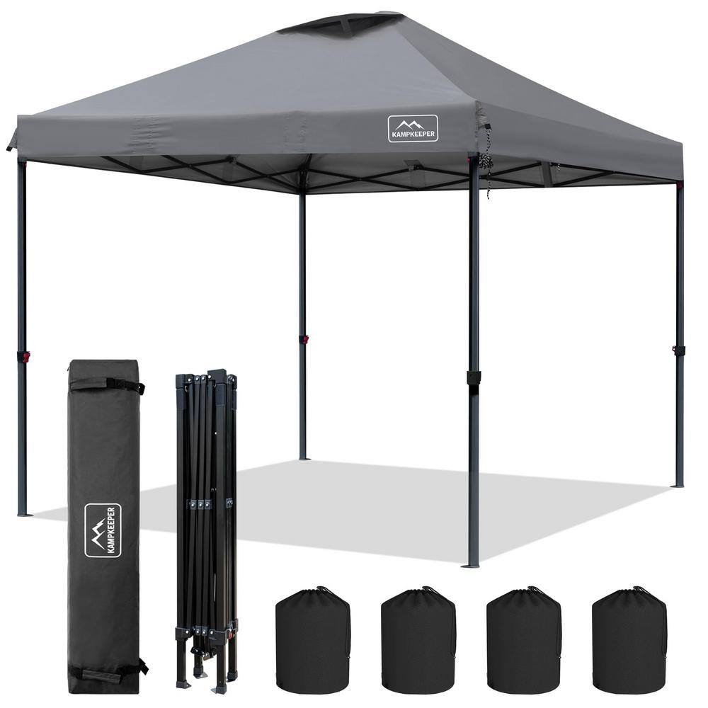Gray 10 ft. x 10 ft. Waterproof Pop-Up Canopy Tent with 3 Adjustable Height and Wheeled Carrying Bag price history on PriceWatchPro