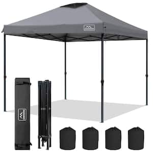 Gray 10 ft. x 10 ft. Waterproof Pop-Up Canopy Tent with 3 Adjustable Height and Wheeled Carrying Bag