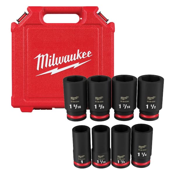 Milwaukee SHOCKWAVE 3/4 in. Drive SAE Deep Well Impact 6 Point Impact Socket Set (8-Piece) - 1
