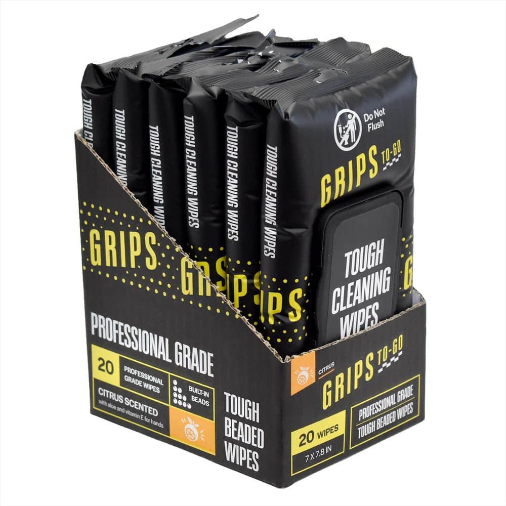 MIGHTYGOOD. GRIPS Tough Beaded 20 Count Wipe, Citrus Scent, 6