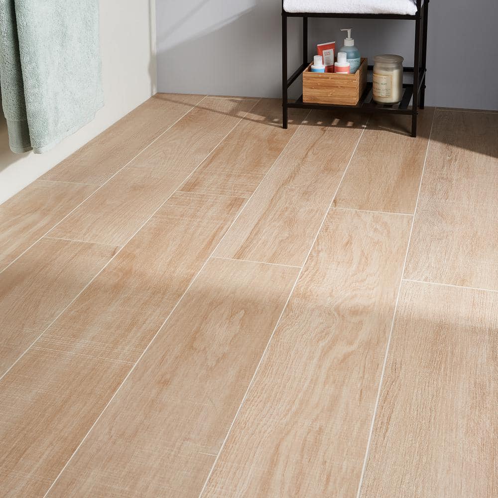 Maple 8" x 48" Matte Porcelain Wood Look Floor and Wall Tile