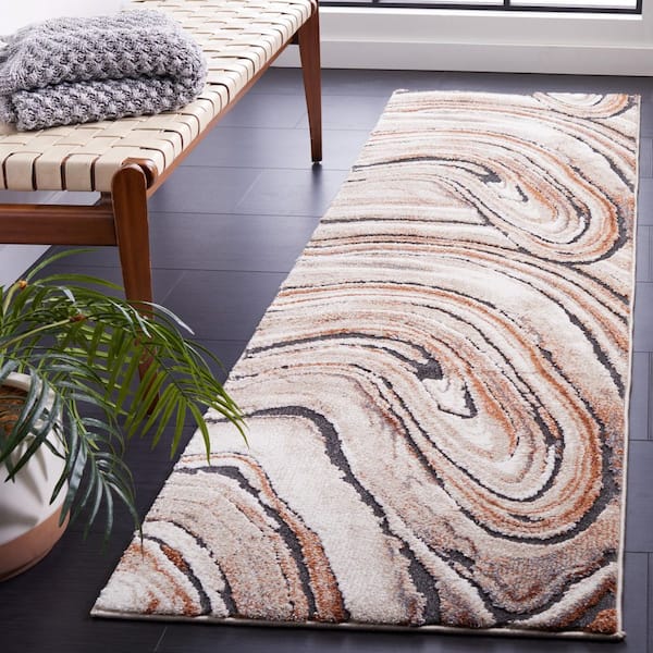 Cyrus Shag 2 ft. x 8 ft. Beige/Rust Layered Marble Runner Rug