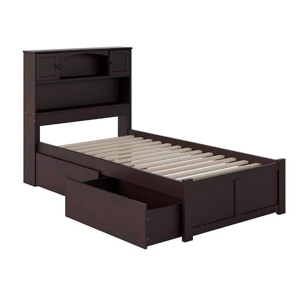 AFI Newport Espresso Twin Solid Wood Storage Platform Bed with Flat ...