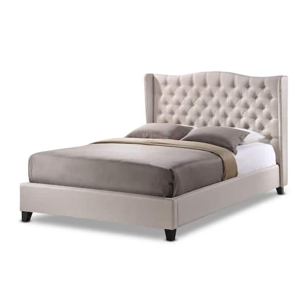 Baxton Studio Norwich Transitional Beige Fabric Upholstered Queen Size Bed
