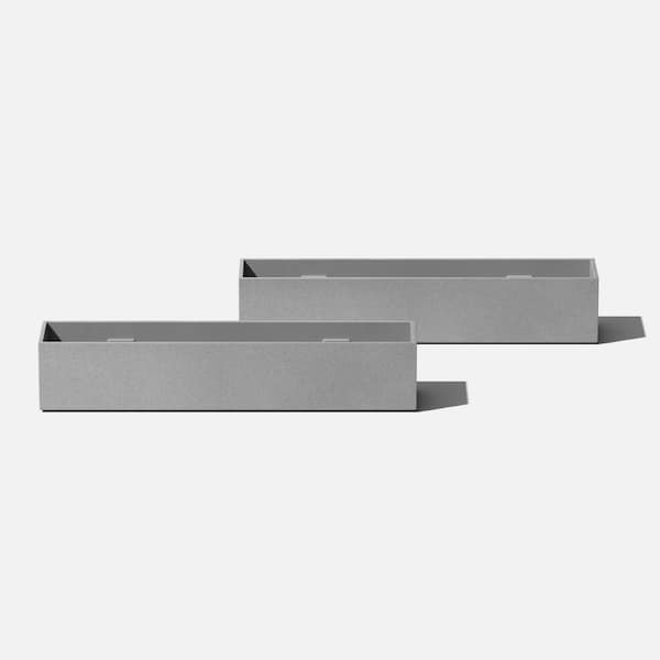Veradek Geo Series Short 16 in. Grey Plastic Planter (2-Pack)