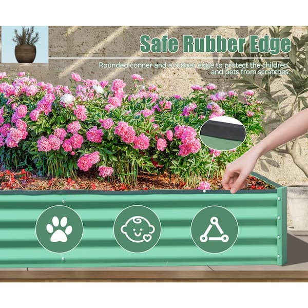 6 ft. x 3 ft. x 1 ft. Green Galvanized Steel Rectangular Outdoor Raised Garden Bed