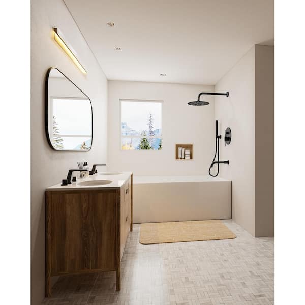 3-Spray 10 in. Wall Mount Dual Fixed and Handheld Shower Head Tub and Shower Faucet 2.5 GPM in Matte Black