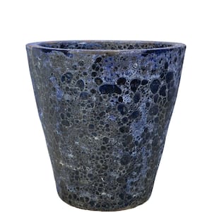 18 in x 18 in. Ceramic Vaso Blue Lava Decorative Planter