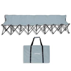 Portable 8-Seater Folding Team Sports Sideline Bench with Back (Gray)