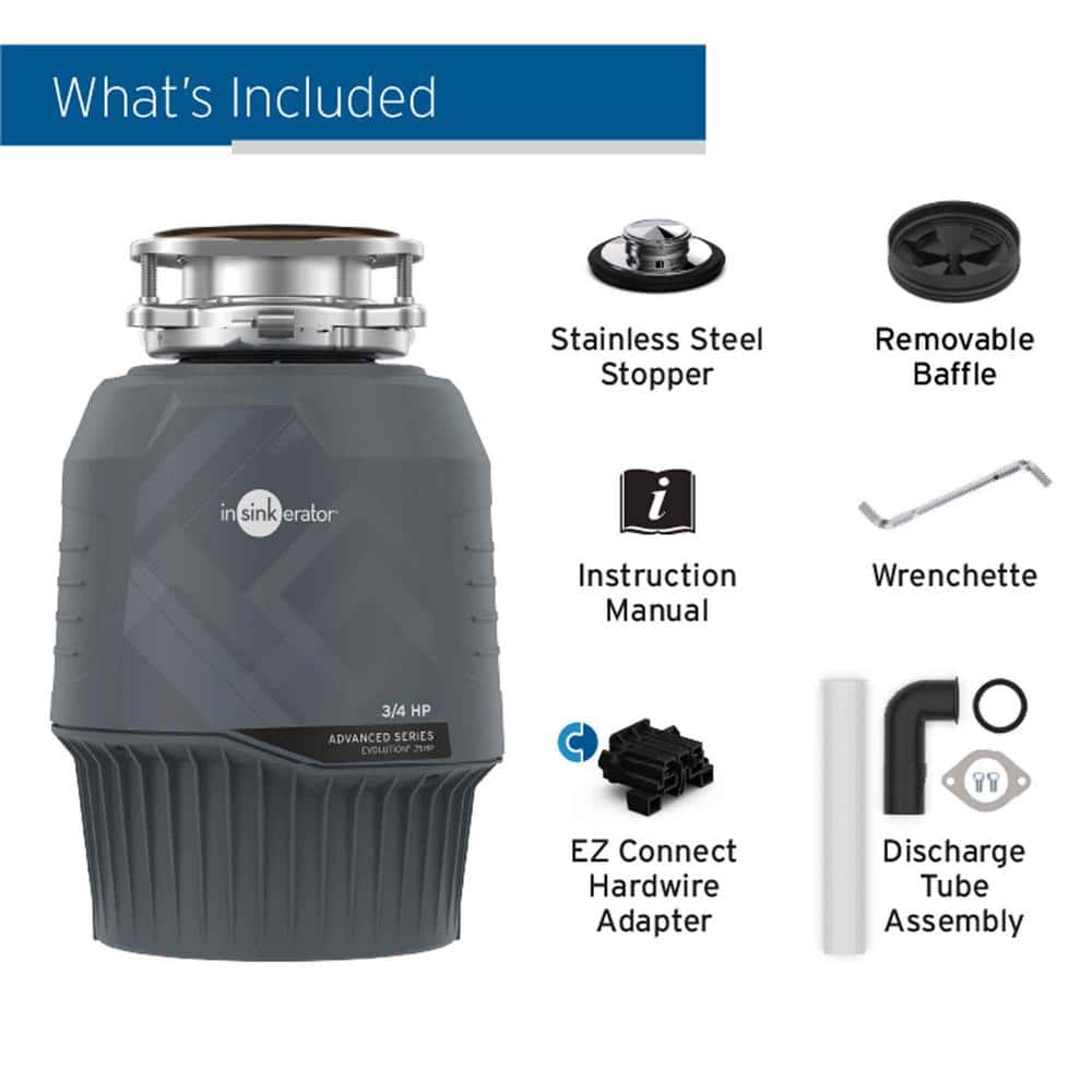 Evolution 3/4 HP Gray Stainless Steel Continuous Feed Garbage Disposal