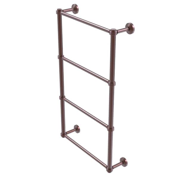 Waverly Place Collection 24 in. Wall Mounted 4 Tier Ladder Towel Bar with Groovy Detail in Antique Copper