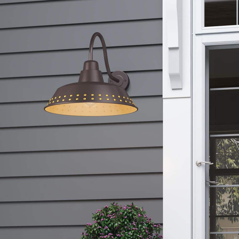 Outdoor 15.94 in. H Gooseneck Barn Sconce Light Farmhouse Exterior Hardwire