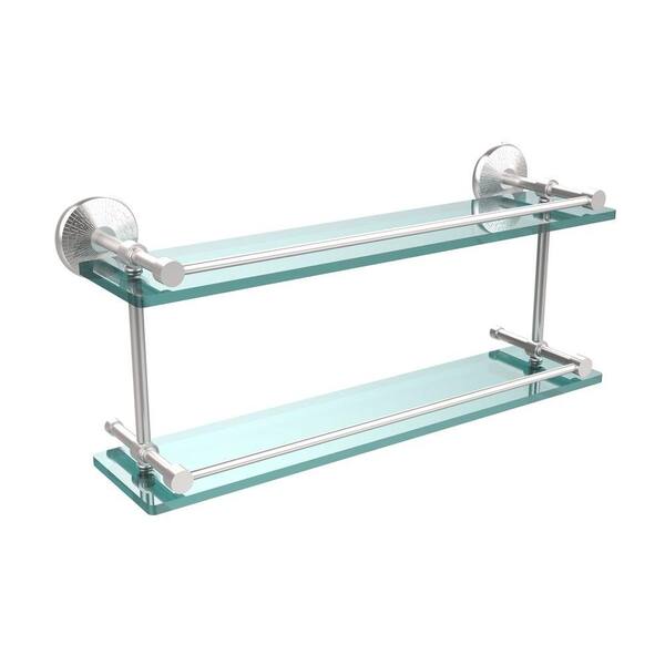 Allied Brass P1000-2TB/22-GAL-ORB 22 inch Gallery Double Glass Shelf with Towel Bar Oil Rubbed Bronze