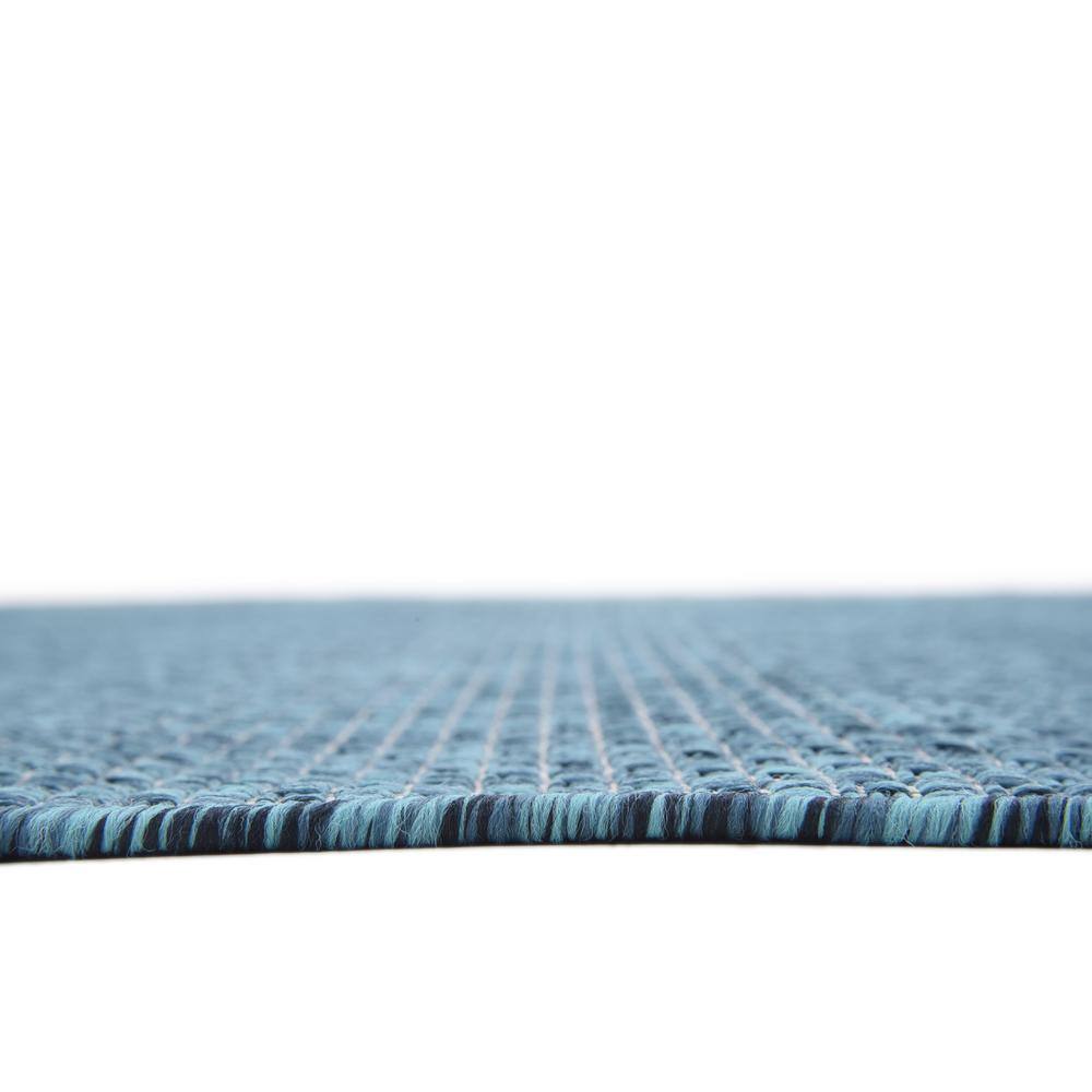 Teal and Navy Blue Outdoor Rectangular Synthetic Rug