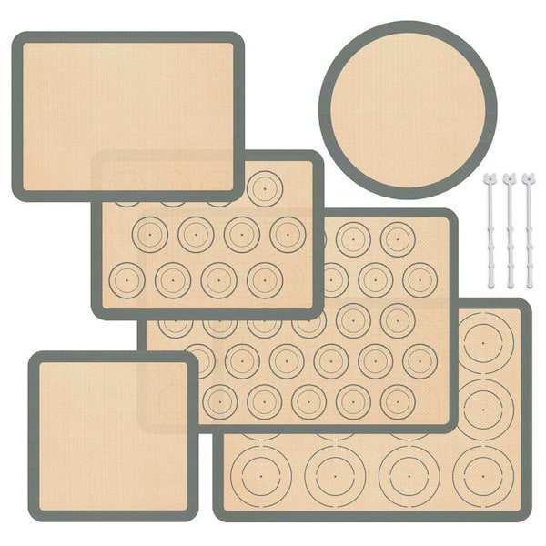 Silicone Food Grade Nonstick Baking Mat Set with Reusable Oven Liner for Pastry Cookie Pizza Bread 6-Pack