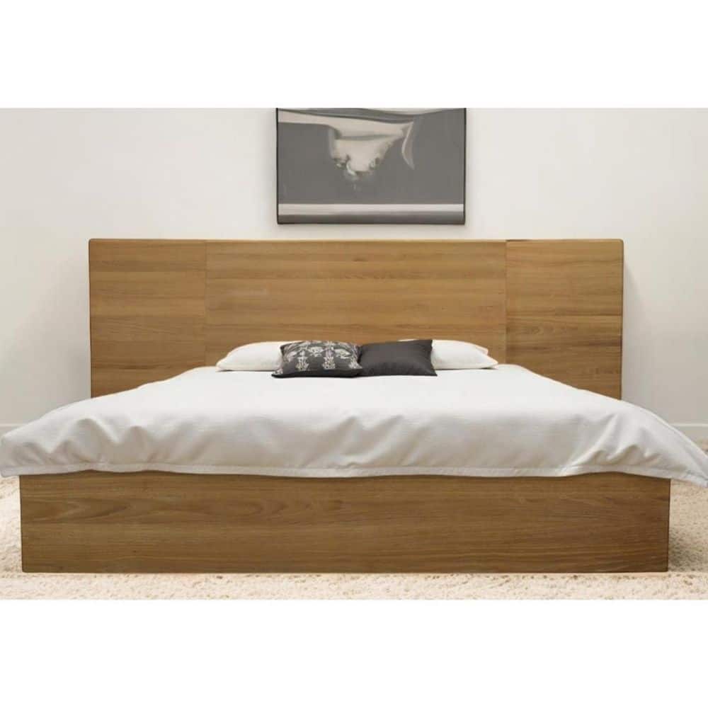 Brown Wood Frame King Panel Bed