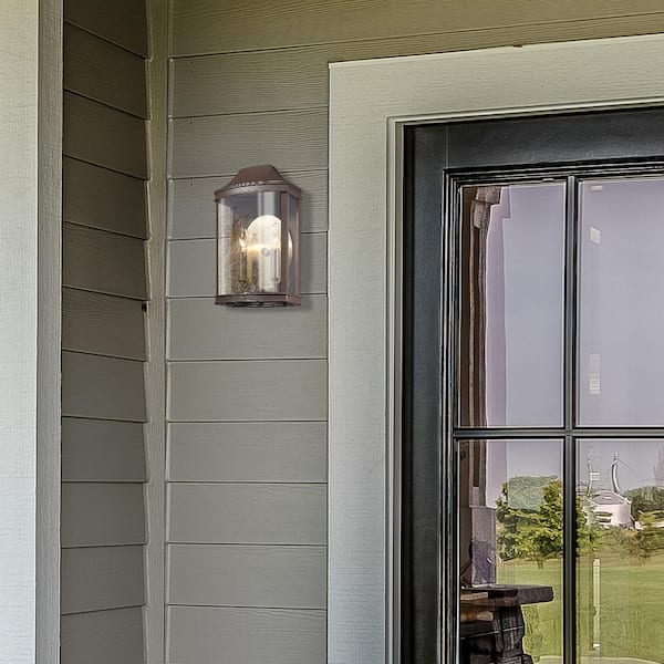 Cohen 2-Light Textured Bronze Hardwired Outdoor Wall Lantern Sconce