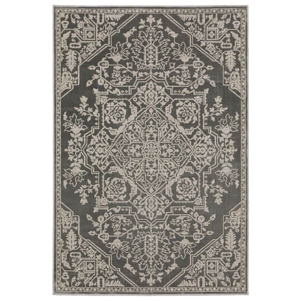 8 X 11 Gray, Light Gray Oriental Washable Area Rug Runner Rug