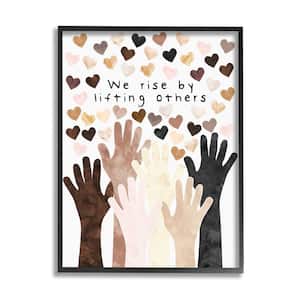 in. We Rise by Lifting Others Quote Hands Hearts" by Erica Billups Framed Country Wall Art Print 24 in. x 30 in.