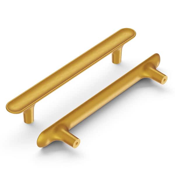 HICKORY HARDWARE Maven Collection Pull 5-1/16 in. (128mm) Center to Center Brushed Golden Brass Finish Modern Zinc Bar Pull (1-Pack )