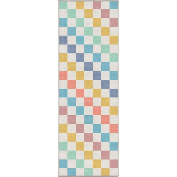 Well Woven Multi Blue 2 ft. x 5 ft. Runner Flat-Weave Apollo Square Modern Geometric Boxes Area Rug
