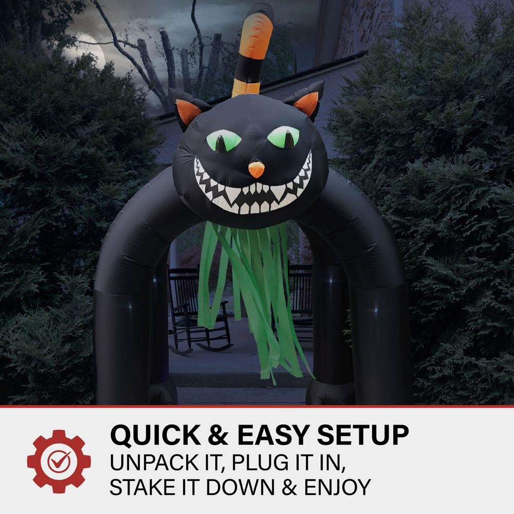 10-Foot Tall Black Cat Arch Inflatable with LED Lights