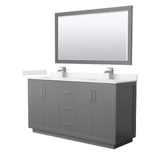 Icon 66 in. W x 22 in. D x 35 in. H Double Bath Vanity in Dark Gray with Carrara Cultured Marble Top and 58 in. Mirror