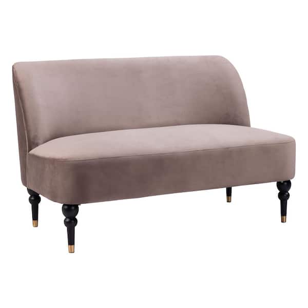 ZUO Bintulu 47.2 in. W Armless Velvet Rectangle Modern Sofa in. Taupe