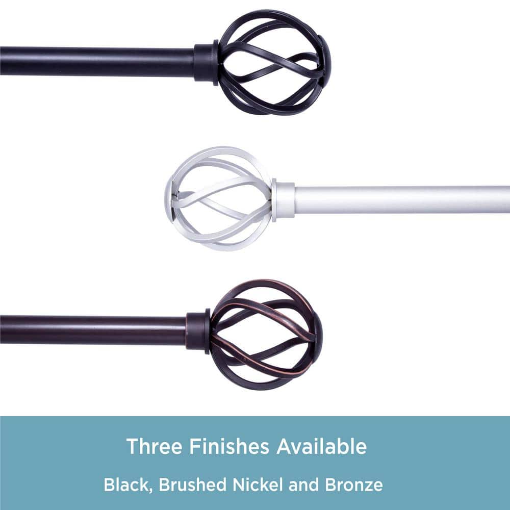 Bronze Adjustable Steel Single Curtain Rod with Openwork Finials