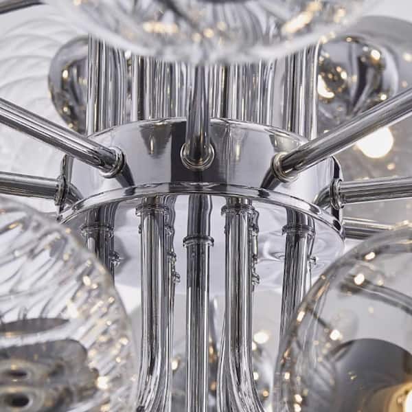 HUOKU Tauvy 18-Light Polished Chrome Bubble Sputnik Cluster Large