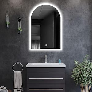 26 in. W x 38 in. H Arched Frameless LED Dimmable Anti-Fog Bathroom Vanity Mirror in Silver