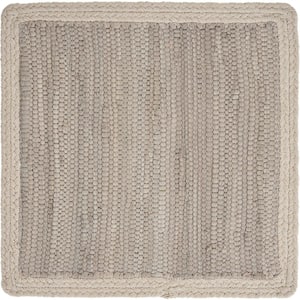 Neutral 15 in. x 15 in. Silver / Cream Bordered Square Cotton Placemats (Set of 4)
