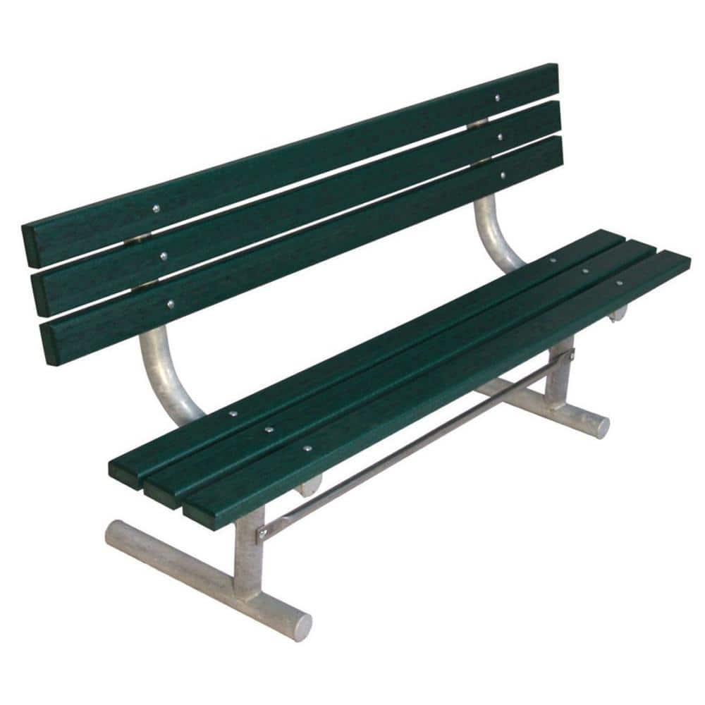 6 ft. Green Commercial Park Recycled Plastic Bench with Back Surface Mount price history on PriceWatchPro