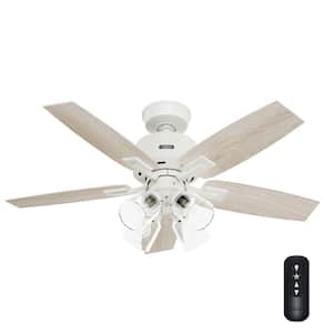 Gatlinburg 44 in. Indoor Matte White Ceiling Fan with Light Kit and Remote Included