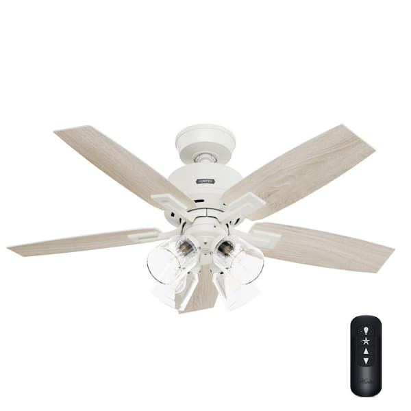 Hunter Gatlinburg 44 in. Indoor Matte White Ceiling Fan with Light Kit and Remote Included