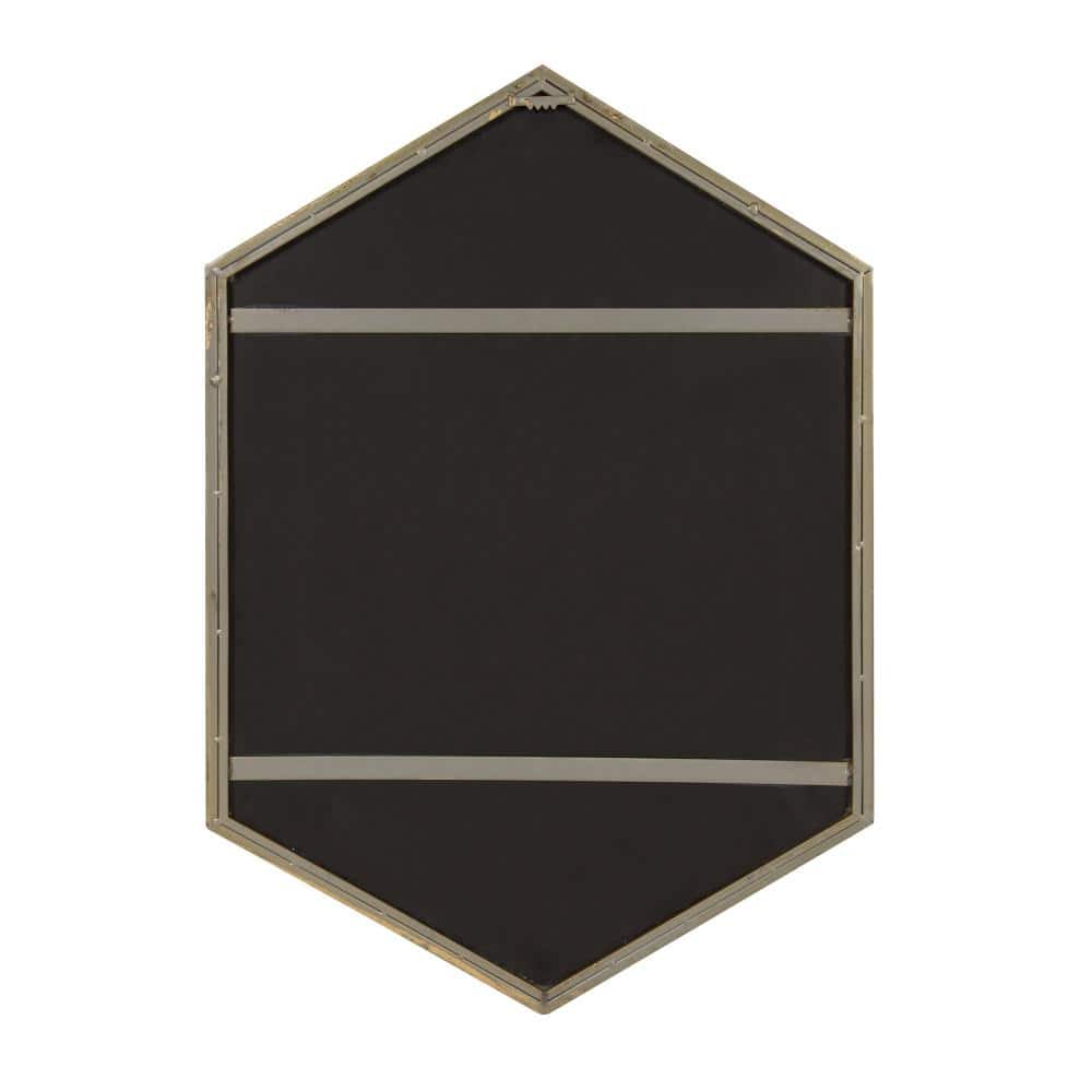 Antique Gold Hexagon 31" Metal Wall Mirror