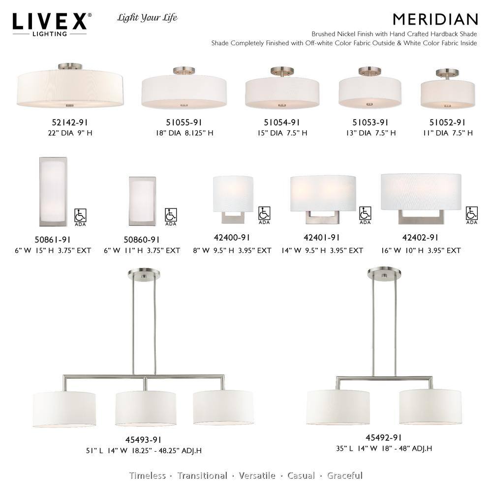 Brushed Nickel 2-Light Sconce with Off-White Fabric Shade