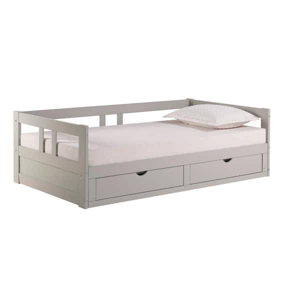 Alaterre Furniture Melody Dove Gray Twin to King Bed with Under Bed Storage