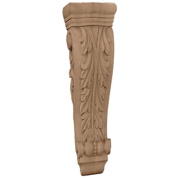 Ekena Millwork 4-3/4 in. x 8-1/4 in. x 35 in. Unfinished Wood Alder Extra Large Farmingdale Acanthus Pilaster Corbel