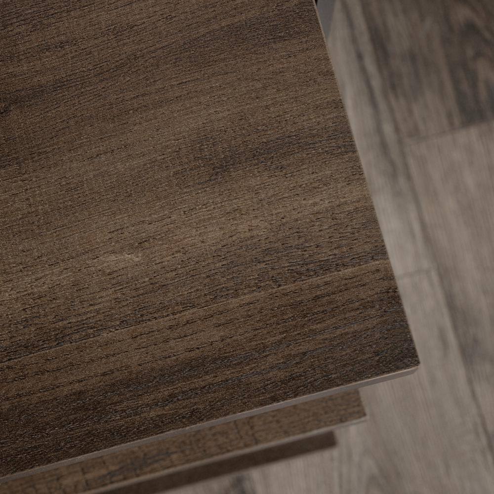 Smoked Oak and Black Metal 55" TV Stand with Open Shelving