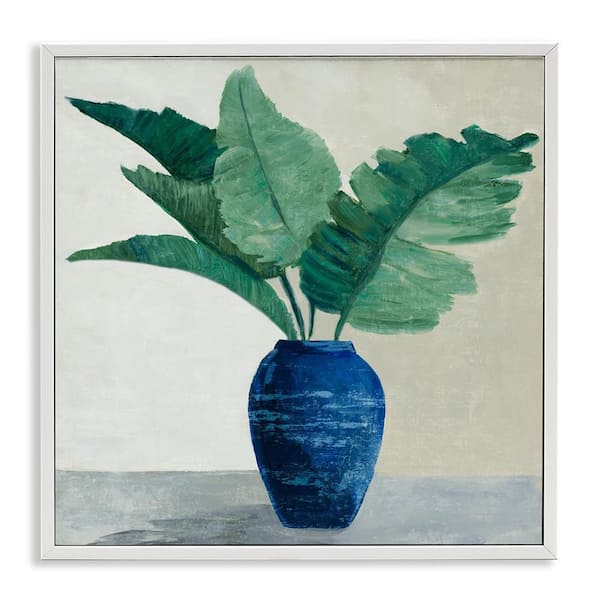 Stupell Industries Fan Palms in Vase by Jacob Q White Framed Nature Giclee Art Print 17 in. x 17 in.