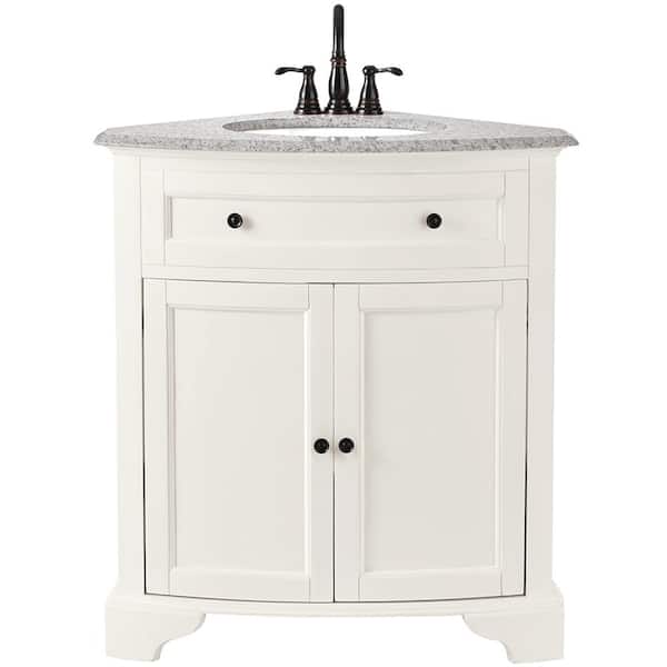 Hamilton 31 in. W x 22 in. D x 35 in. H Single Sink Freestanding Bath Vanity in Ivory with Gray Granite Top