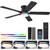 Kviflon 52 in. Black Ceiling Fan with RGB LED & Remote