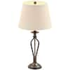 Hampton Bay Rhodes 28 in. Bronze Table Lamp with Natural Linen Shade ...