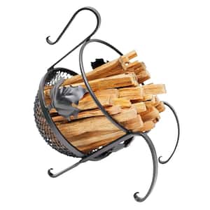 10 in. W Graphite European Fatwood Firewood Rack with 4 lbs. Sticks Included