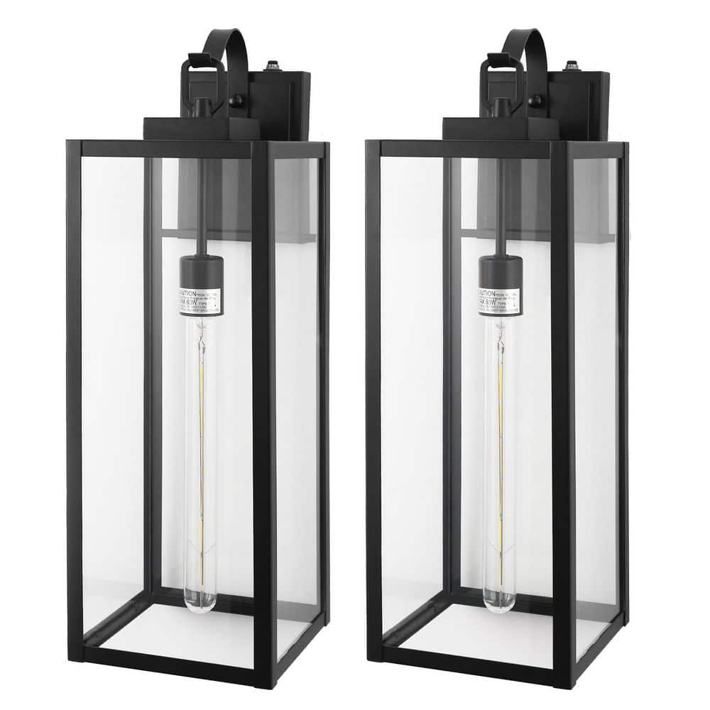 22 in. 2-Pack Large Black Outdoor Wall Lanterns Waterproof with Dusk to Dawn for Entryways and Doorways price history on PriceWatchPro