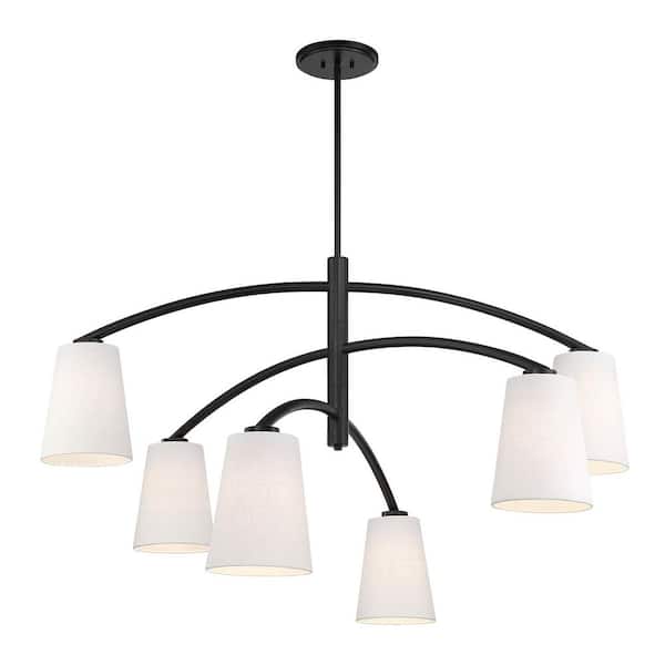Minka Lavery Headington 6-Light Black Branch Chandelier for Dining Room with No Bulbs Included
