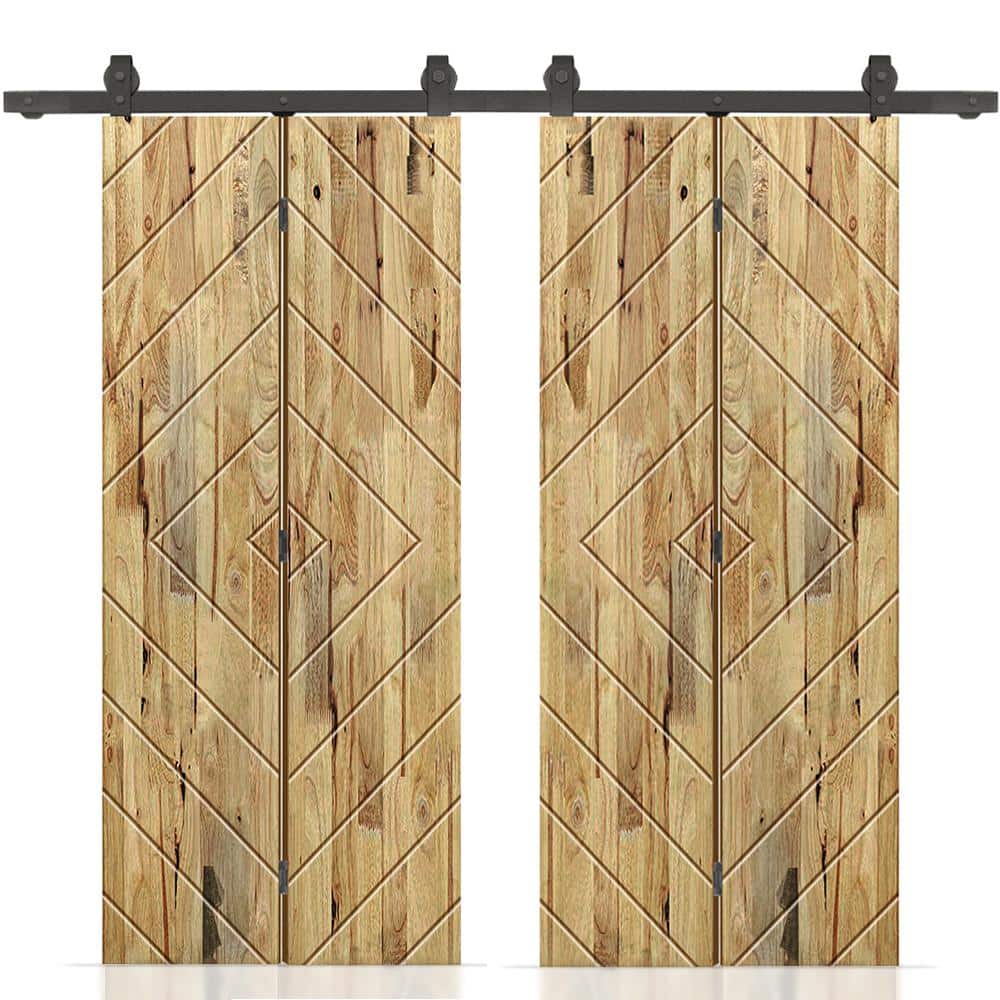 Diamond 56 in. x 84 in. Weather Oak Stained Hollow Core Pine Wood Double Bi-Fold Door with Sliding Hardware Kit price history on PriceWatchPro